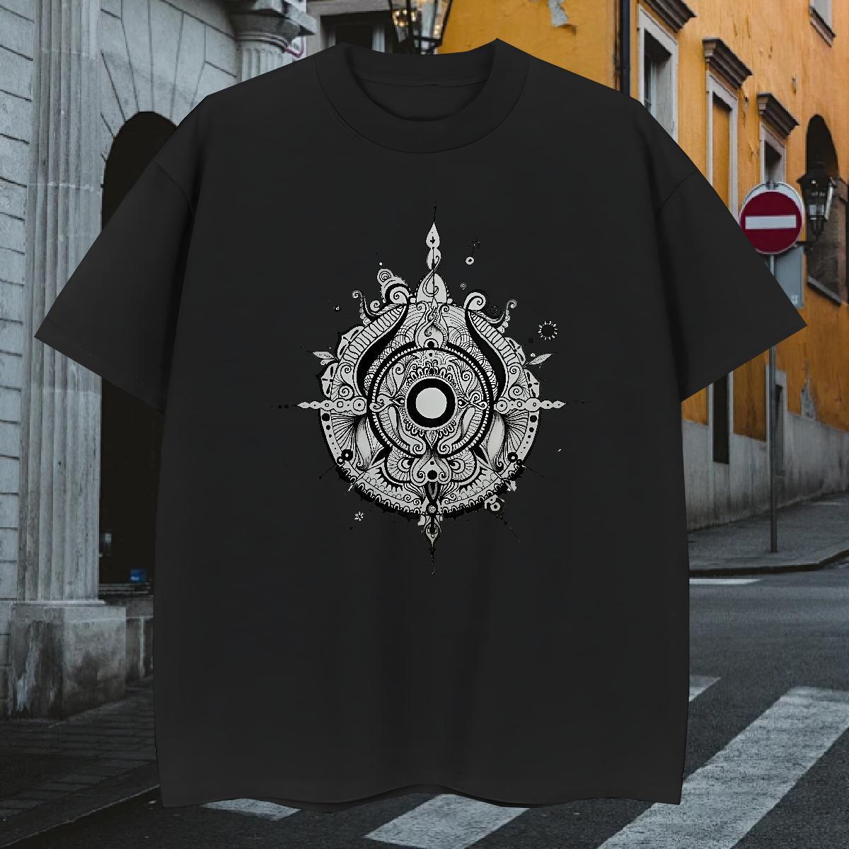 Popular T shirt 100% Cotton 230g eye of the devil Spring Summer Oversized Breathable Short Sleeve Mens Tshirts Casual New Tees