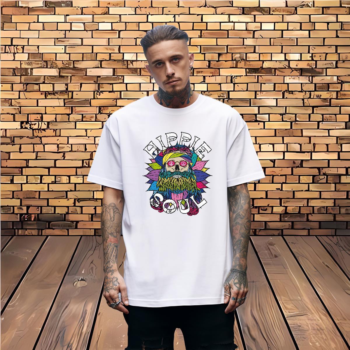 Cool Design Man T Shirts 100% Cotton 230g skull High Street Hip Hop White Plus Size Breathable Men Tees 2024 Designer Top Tees