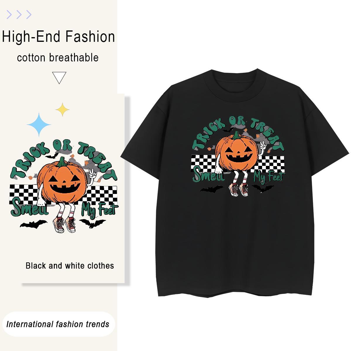 Free Shipping Men Clothes T-Shirt pumpkin Summer Casual 230g 100% Cotton Tops Round Neck Short Sleeve Comfortable T-Shirts for Men Anime