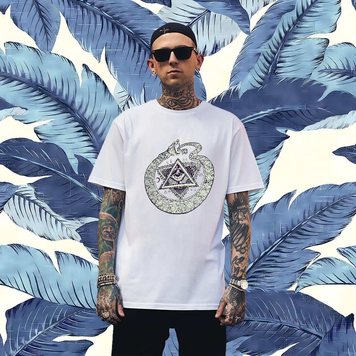 Unisex Men T Shirts 230g Pure Cotton eye of the devil Casual Daily Wear Anime Breathable Short Sleeve Men Tees Factory Direct Tops