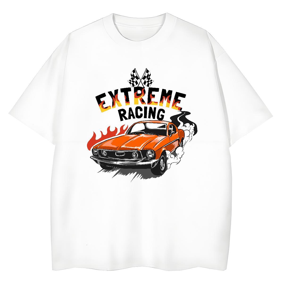 Popular Men T Shirts 230g Cotton car Anime Printing Street DIY Logo Oversized Breathable Short Sleeve Tshirts 2024 DIY Clothings