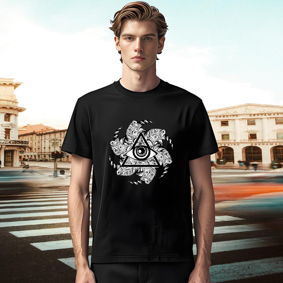 Wholesale T Shirt For Man 100% Cotton 230g eye of the devil Sport Customized Breathable Short Sleeve Men Tshirts DIY Customized Tees Shirts