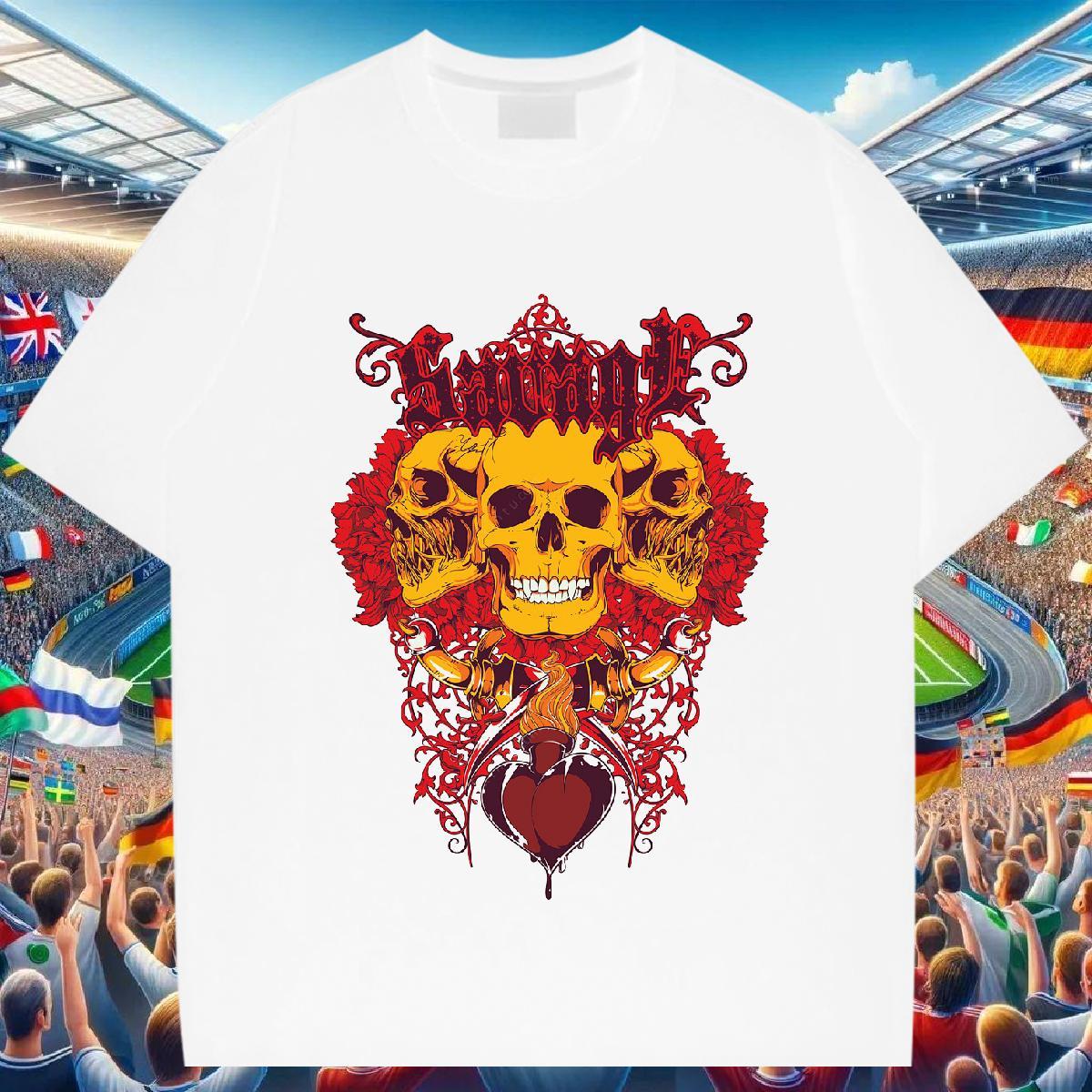 Cool Design T Shirt For Man 230g 100% Cotton skull Hip Hop Anime Print Breathable Short Sleeve Men Tops Tees Custom Clothes