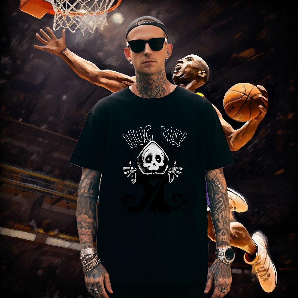 Unisex T shirt 230g Pure Cotton skull Street Casual DIY Printed Breathable Crew Neck Men Clothes T-Shirt Fashion Casual Wear