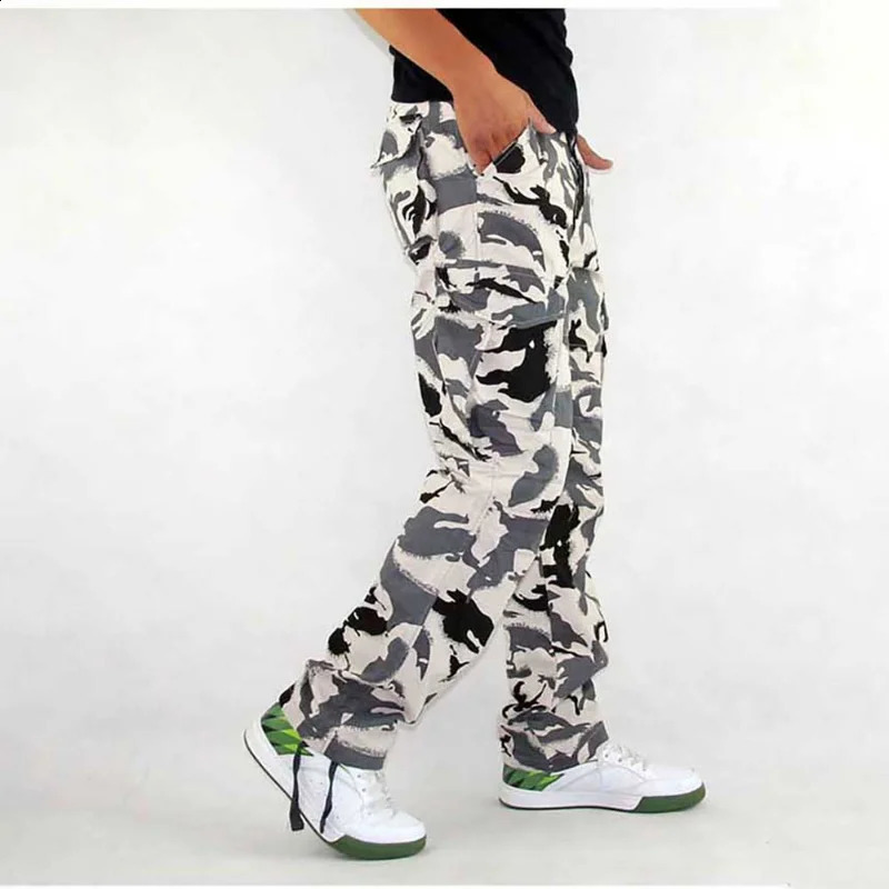 Fashion Casual Goods Pants Straight Loose Street Clothing Snow Camouflage Shawl Coverage Mens Battlefield Multi Pocket Backpack Traveler 240823