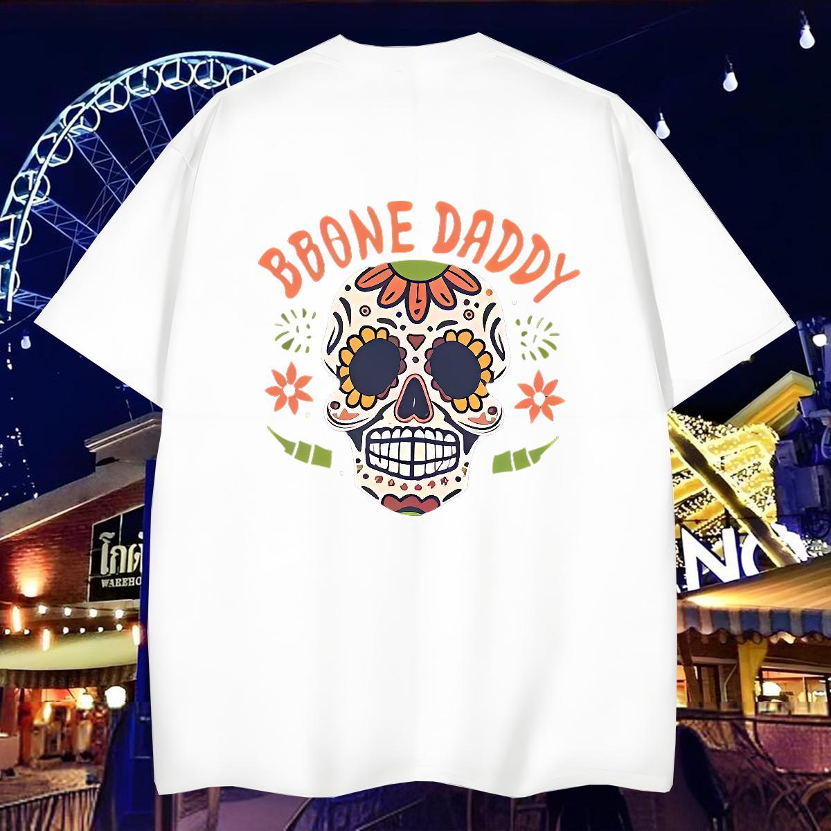 High Quality T Shirts Men 230g Cotton skull Street Casual Custom Print Plus Size Breathable Short Sleeve Mens Tshirts Classic Tee Shirt