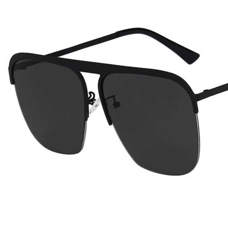 Fashion Sunglasses Unisex Semi-Rimless Sun Glasses Anti-UV Spectacles Personality Single Beam Eyeglasses Gradient Lens Google Y240824