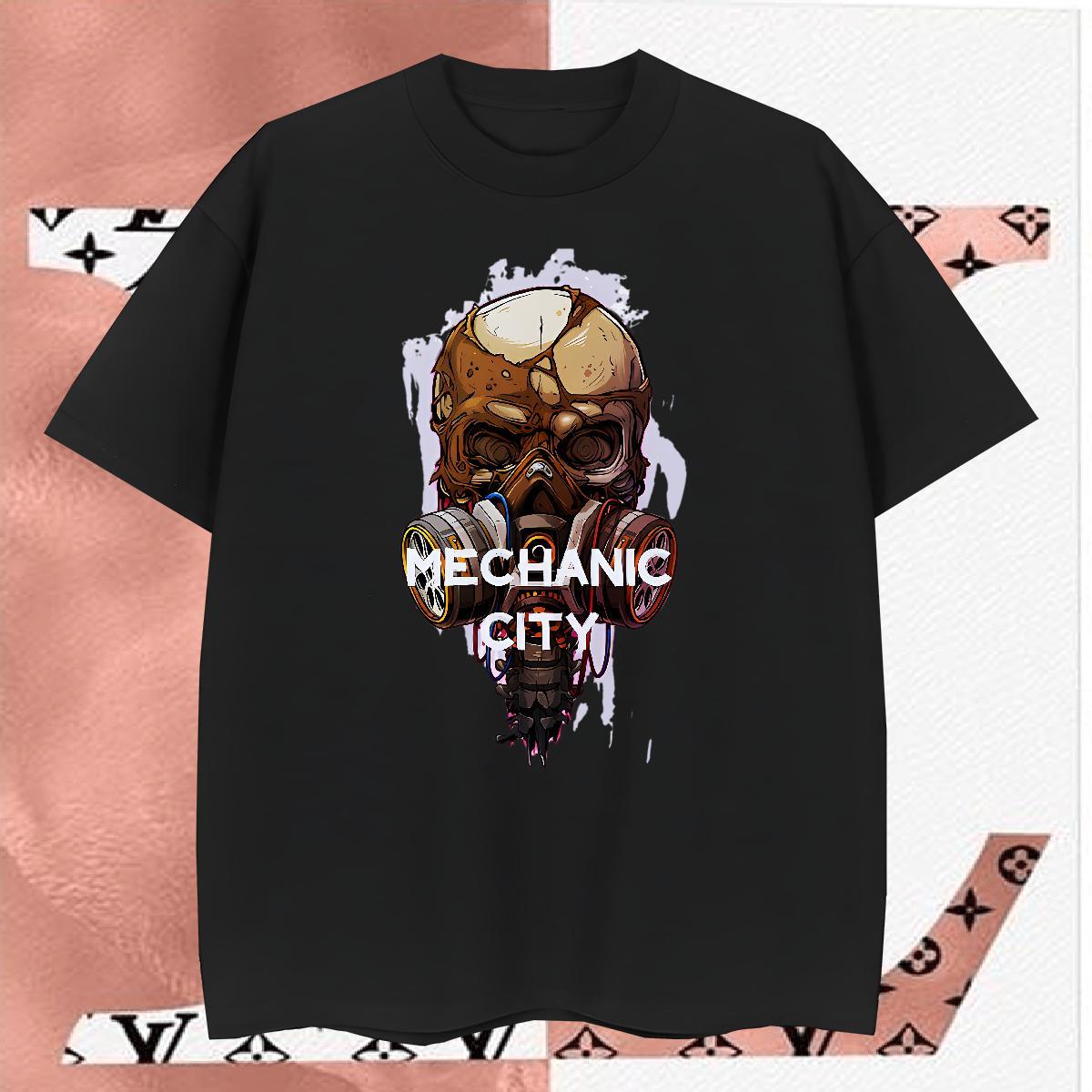 Loose T Shirt For Man 230g Pure Cotton skull Daily Wear DIY Printed Breathable Soft Men Tops Tees Custom Clothes