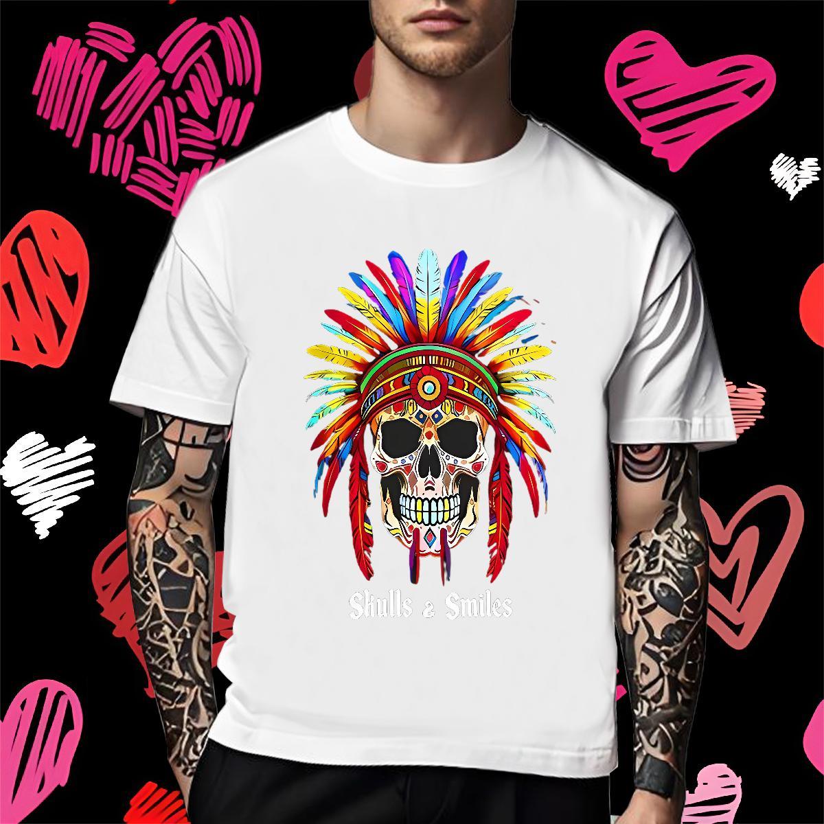 TOP Quality T-Shirts for Men 230g Pure Cotton skull Casual Daily Wear Custom Big Size O Neck Short Sleeves Tshirts Designer Tops Shirt