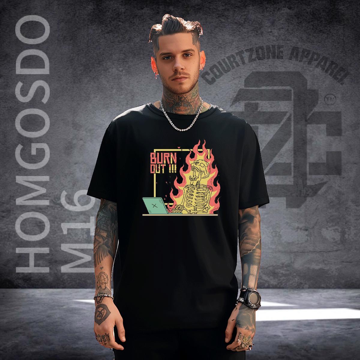 Cool Design T Shirt For Man 230g Pure Cotton skull Casual Customized Print Short Sleeve O-Neck Men Clothes T-Shirt Fashion Design Clothings