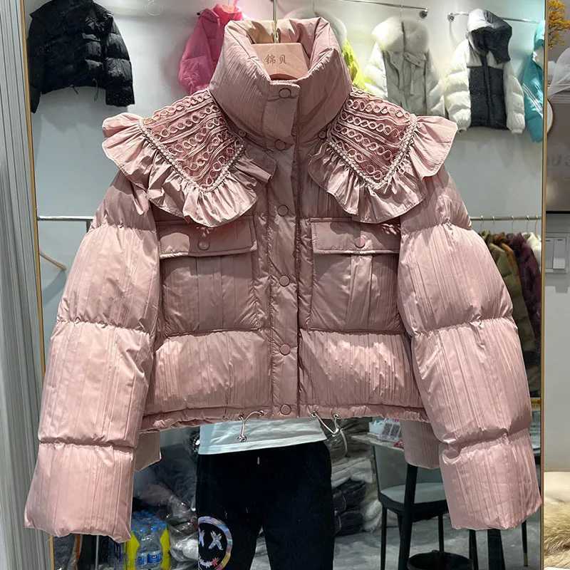 Women's Down Parkas 2023 New Winter Fluffy Oversized Puffer Jacket Women Large Lapel Warm Casual 90% White Duck Down Coat Female Short Parka Y240