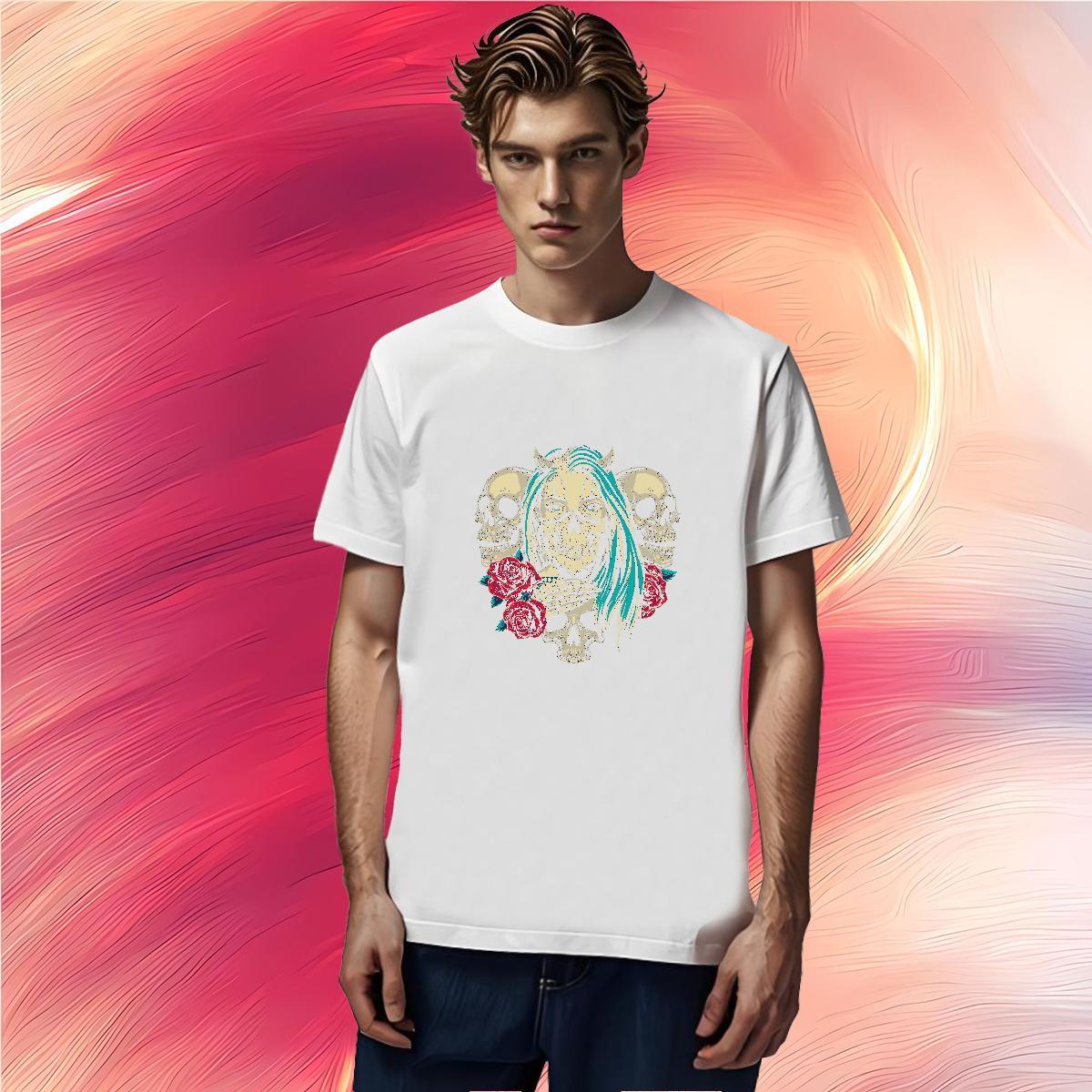 Classic T-Shirts 230g Pure Cotton skull Street Wear Floral Print Short Sleeve O-Neck Tshirt for Man Woman 2024 Designer Clothes