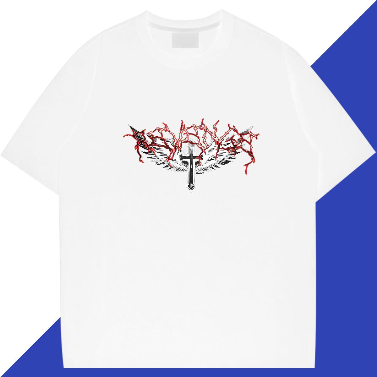 TOP Quality T shirt 230g Cotton skull Beach Graphic Pure Cotton Mens Tshirts Casual New Tops Tees