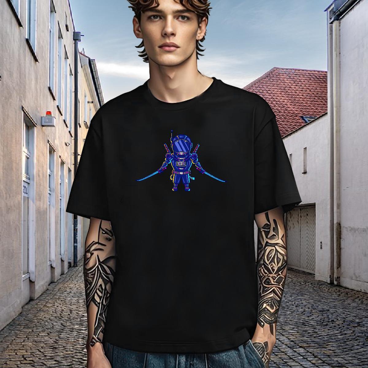 Wholesale Mens T Shirts 100% Cotton 230g robot Casual Beach Custom Print Oversized Breathable Tshirts Fashion Wear