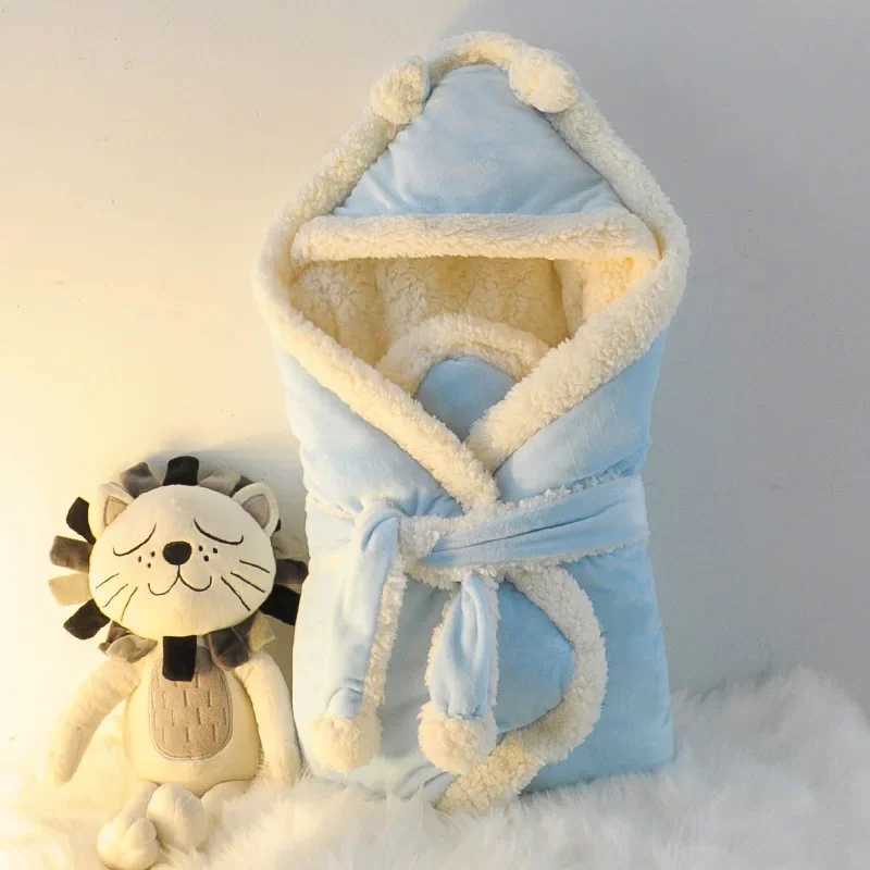 Newborn Baby Clothes Boys Girls Plush Swaddle Wrap Fleece Blanket Cotton Soft Sleeping Bag Baby Birth Gift Bedding Baby Stuff M240824