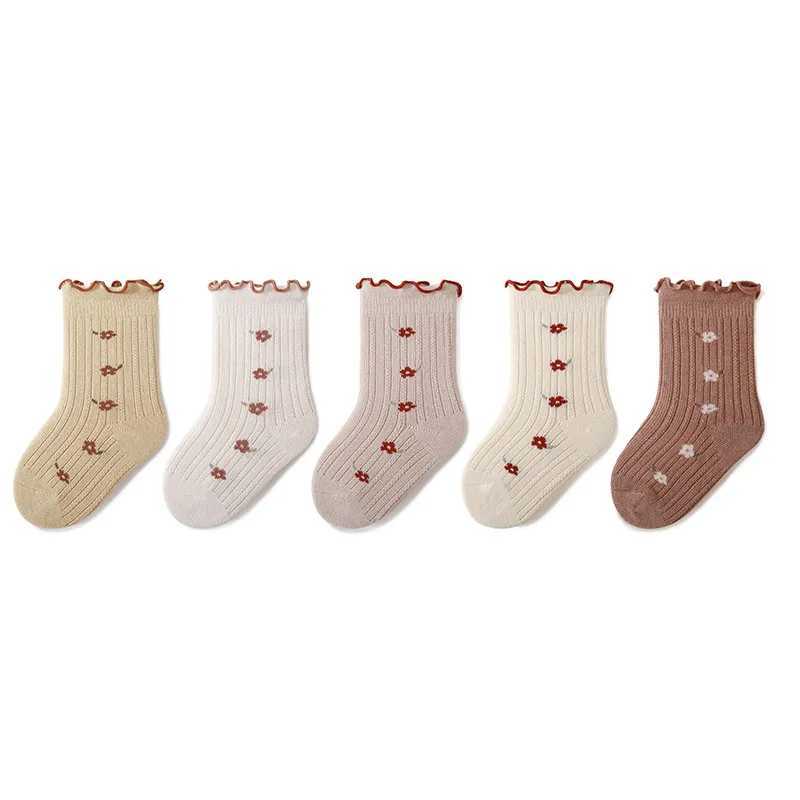 Spring Autumn Children Girls Flower Socks School Student Uniform Mid Calf Long Sock Baby Kids Princess Middle Tube Stockings CL240824
