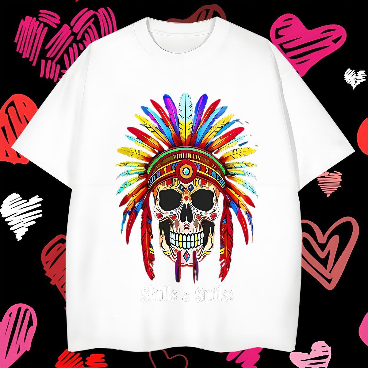 TOP Quality T-Shirts for Men 230g Pure Cotton skull Casual Daily Wear Custom Big Size O Neck Short Sleeves Tshirts Designer Tops Shirt