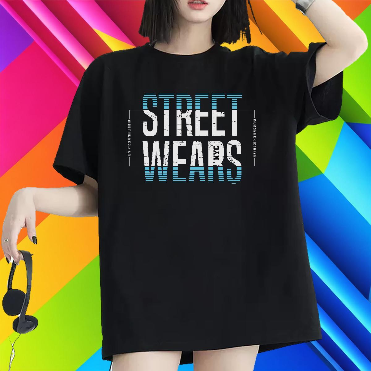 Loose Lady T shirt 230g Pure Cotton letter Casual Daily Wear Womens T Shirts Breathable Crew Neck Floral Print Clothings