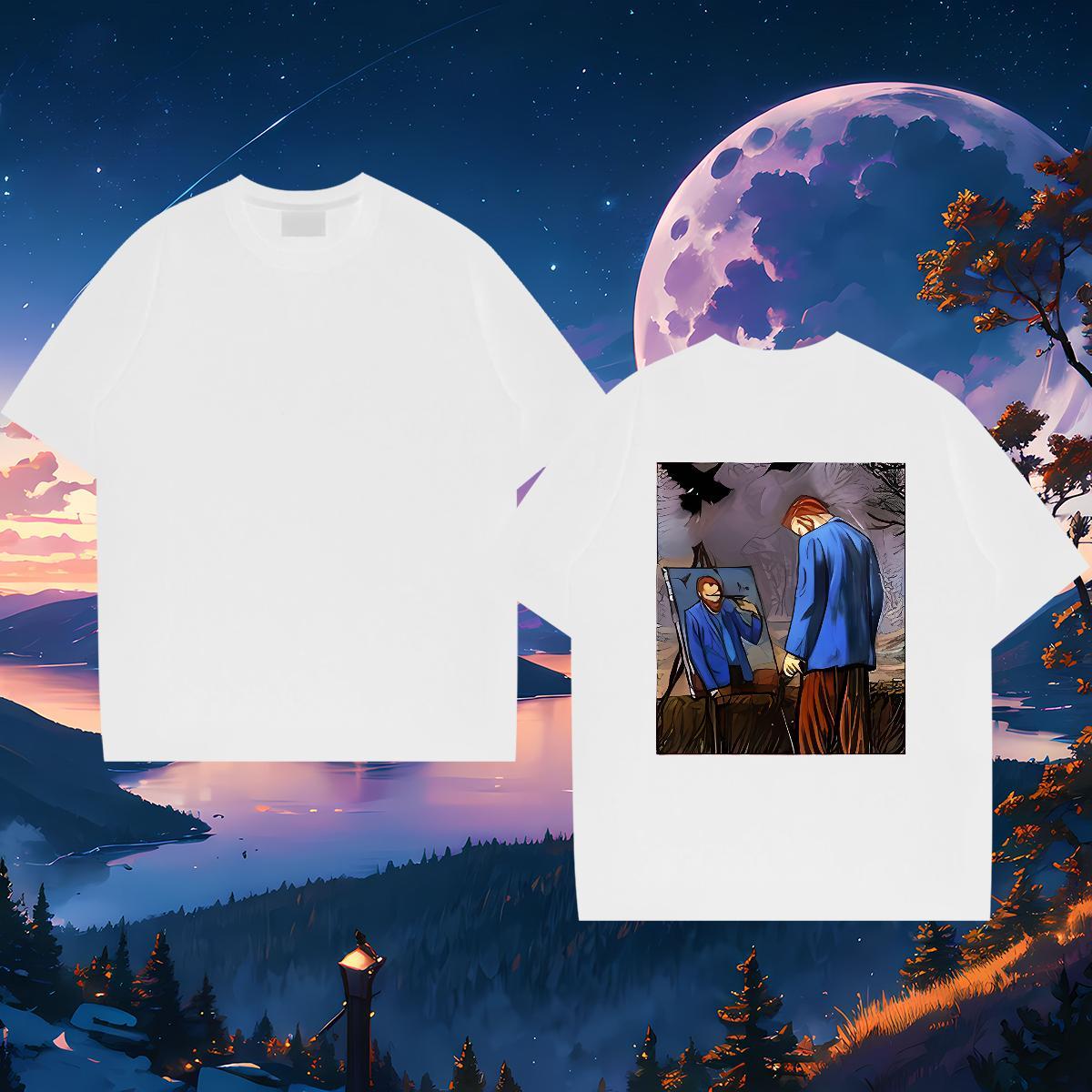 Soft Man T Shirts 230g 100% Cotton portrait High Street Hip Hop Customized O Neck Short Sleeves Mens Tshirts Fashion Designer Tops Tees