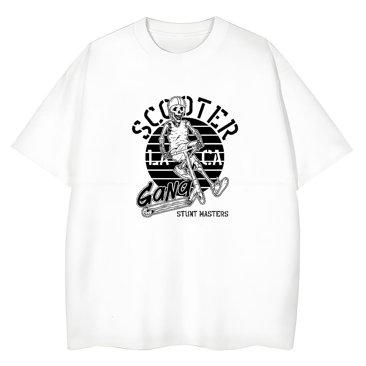 Loose T Shirt For Man 100% Cotton 230g skull Beach Cartoon Printing L-4XL O-Neck Short Sleeve Men Clothes T-Shirt Free Shipping Top Tees