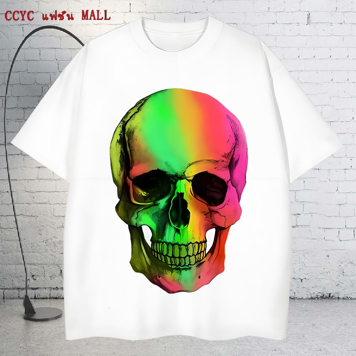 Free Shipping T-Shirts 230g Cotton skull Summer Casual Custom Cartoon Short Sleeve O-Neck Men Tshirts Fashion New Polos