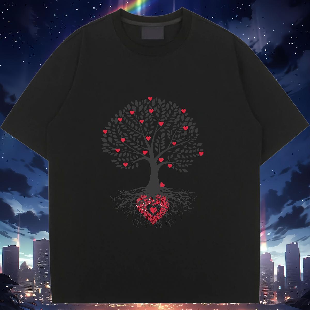 Popular Womens Tshirts 230g Cotton painting Casual Beach T shirt Crew Neck Breathable Cartoon Floral Printing Tops Tees