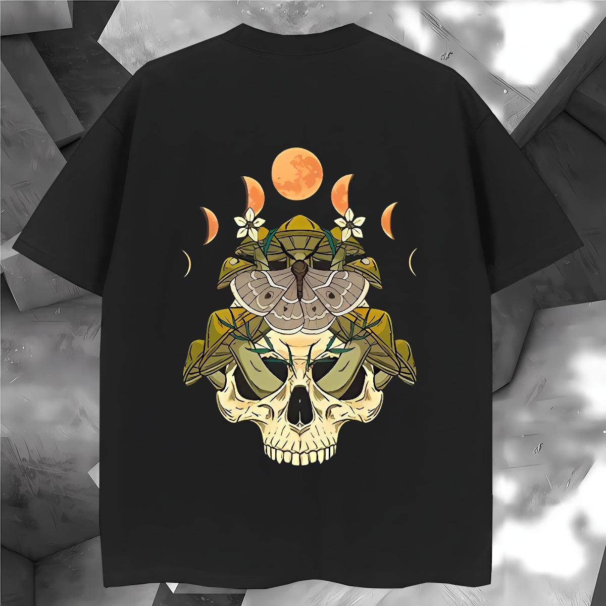 Designer Mens T Shirts 230g Cotton skull High Street Hip Hop DIY Printed Breathable Crew Neck Tshirts Classic Tee Shirt