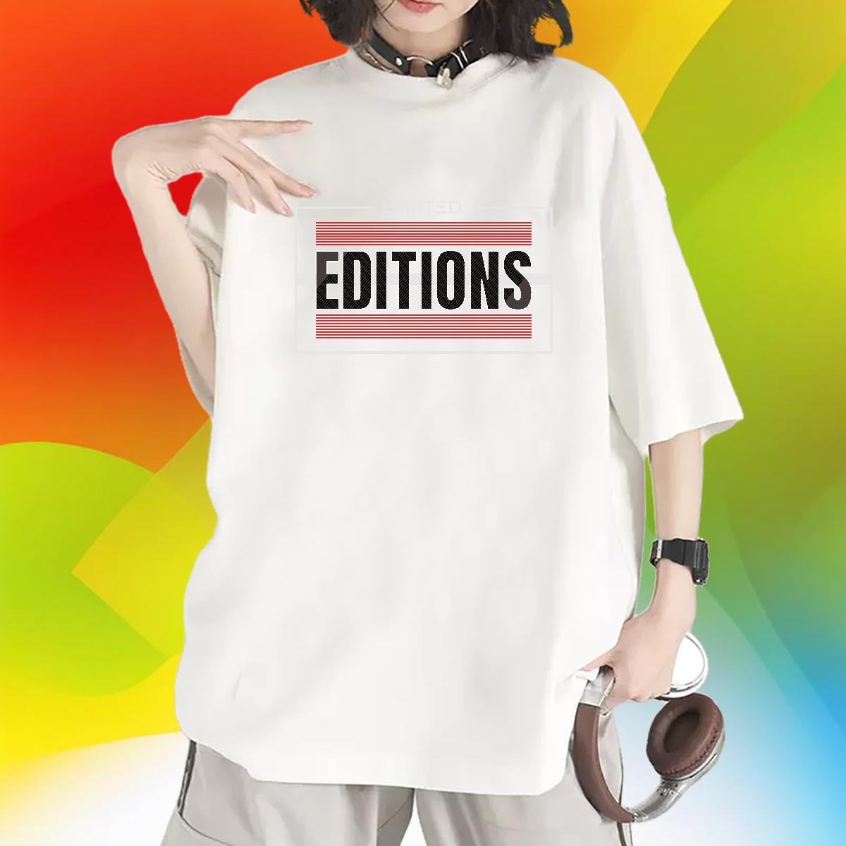 Loose fit Womens Tshirts 100% Cotton 230g editions Street Casual T-Shirts Breathable Short Sleeve Black Oversized Clothes Shirt