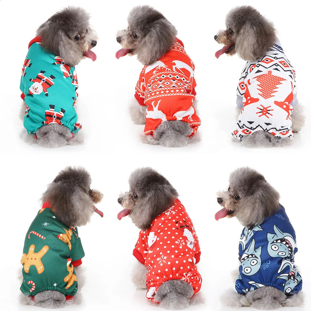 Christmas Pet Clothes For Dog Jumpsuit Thicken Warm Dog Pajamas Clothing Halloween Cat Costume Dogs Clothes Winter Cat Sleepwear 240824