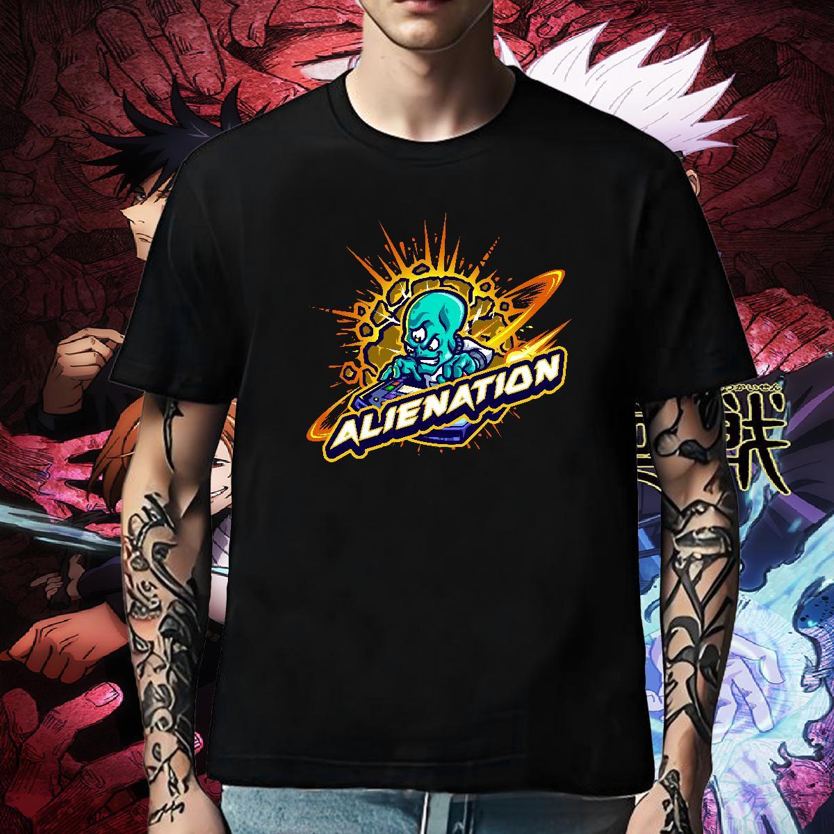Loose Fit T-Shirts 230g Pure Cotton ET Street Casual Anime Breathable Crew Neck Tshirts Fashion Design Tee Shirt