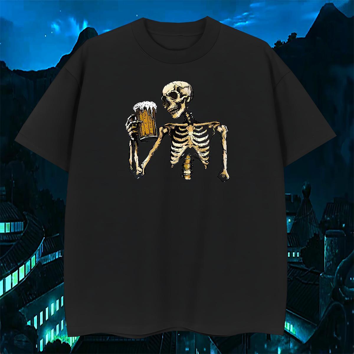 Loose Fit T-Shirts for Men 230g 100% Cotton skull Casual DIY Anime Pure Cotton Tshirt for Man Woman Free Shipping Clothes