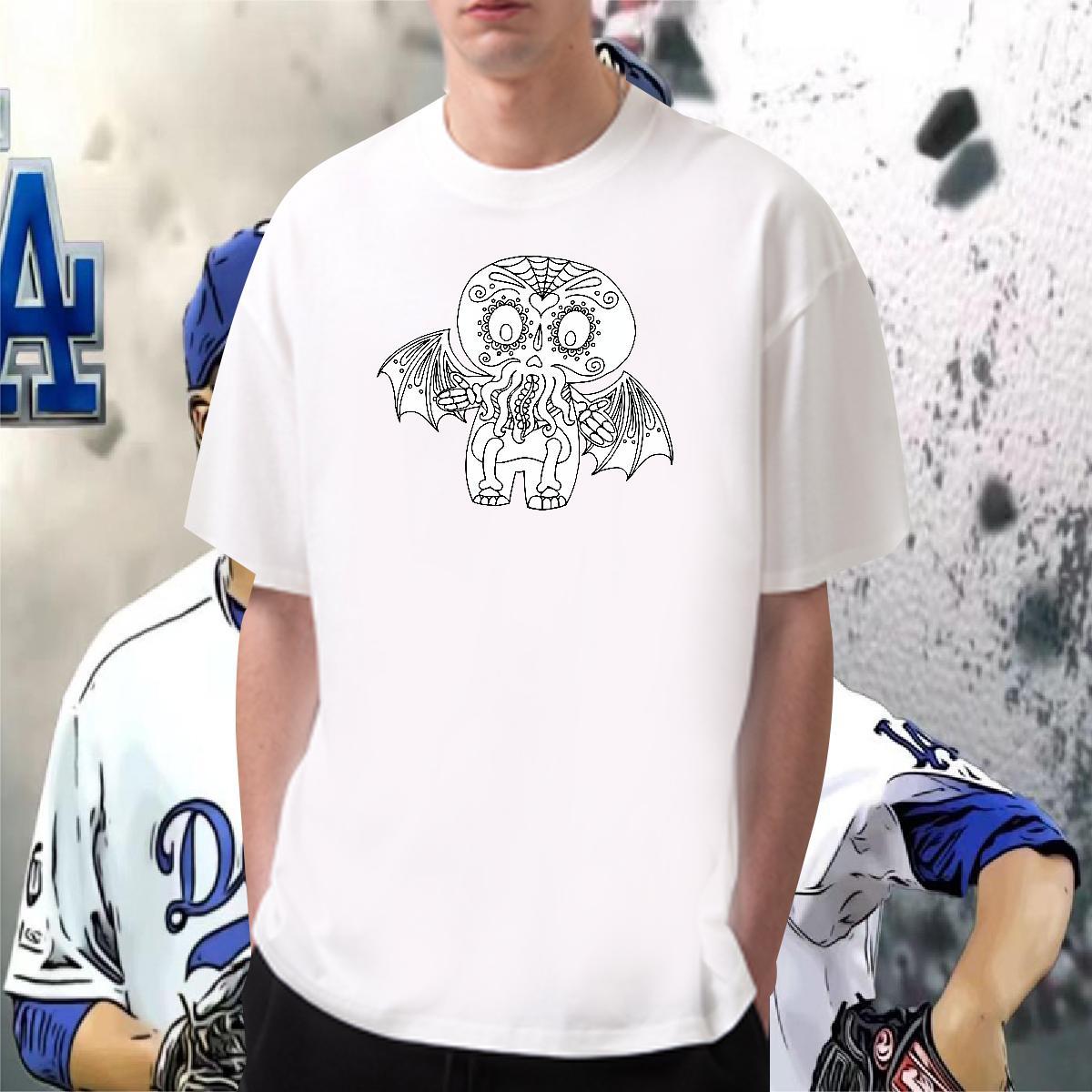 Cool Design T Shirts Men 230g 100% Cotton skull Casual Daily Wear DIY Printed Breathable Crew Neck Mens Tshirts Fashion Design Clothings