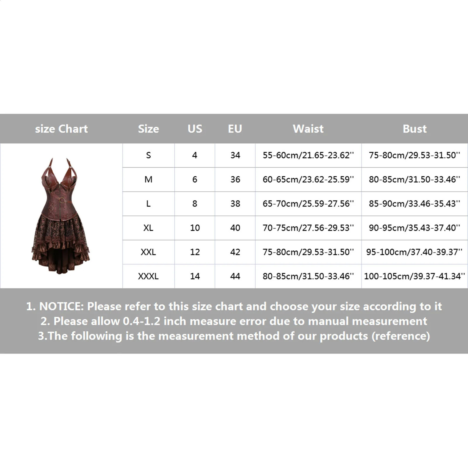 Brown pirate tight corset dress steampunk leather top plus size funny Viking Halloween womens clothing 240823