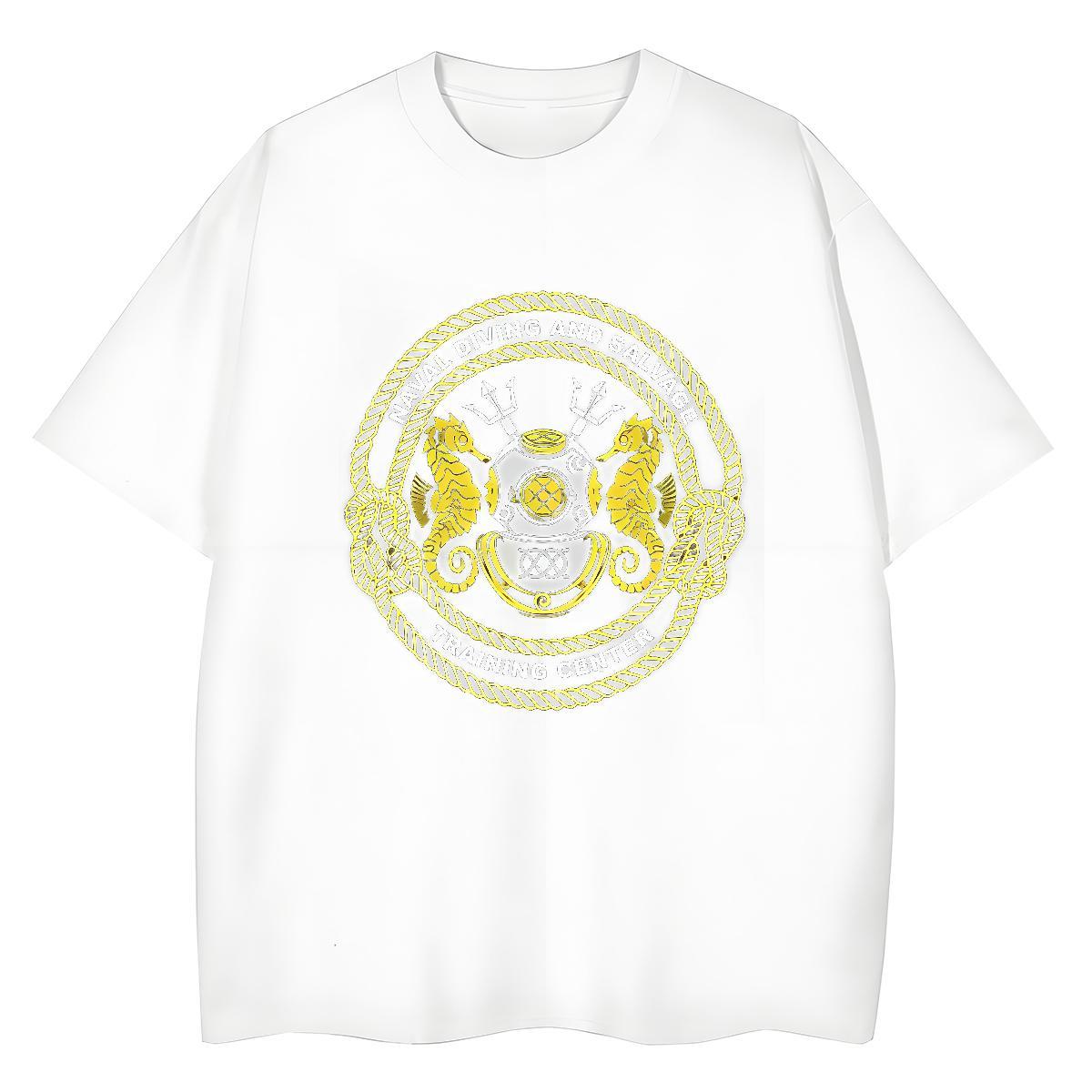 Designer Couples T Shirts sea horse Sport 230g 100% Cotton Polos Round Neck Short Sleeve High Quality Man T Shirts White Plus Size