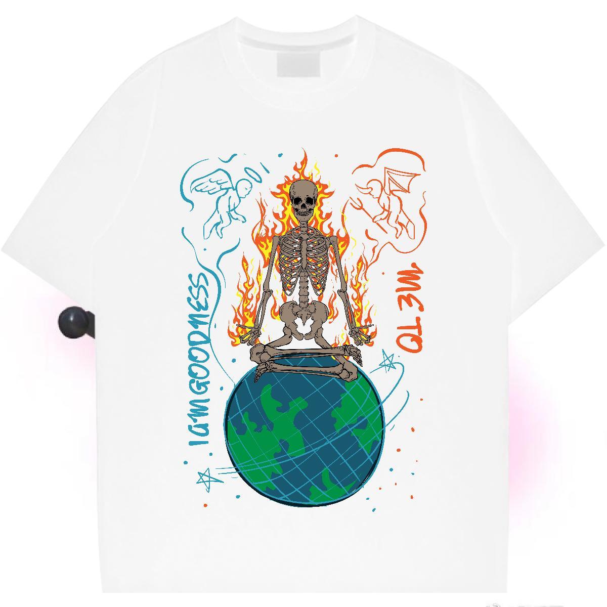 Designer T shirt 230g 100% Cotton skull Daily Outfit DIY Printed Crew Neck Men Clothes T-Shirt 2024 Top Tees