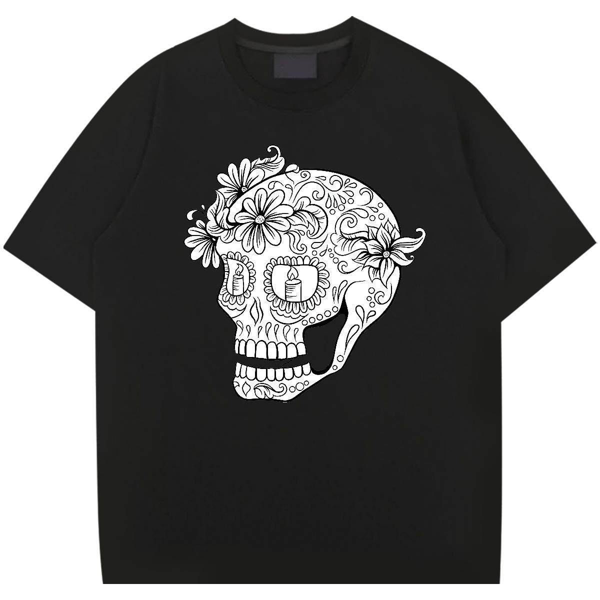 Classic Mens T Shirts 230g Pure Cotton skull Street Custom Big Size Short Sleeve Soft Men Tees Factory Direct Wear