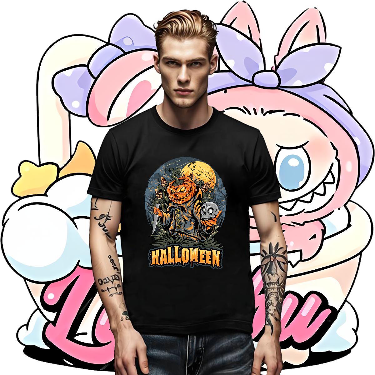 Classic Casual Men Tshirts pumpkin Casual Daily Wear 230g 100% Cotton Tops Breathable Soft TOP Quality Man T Shirts Customized Print
