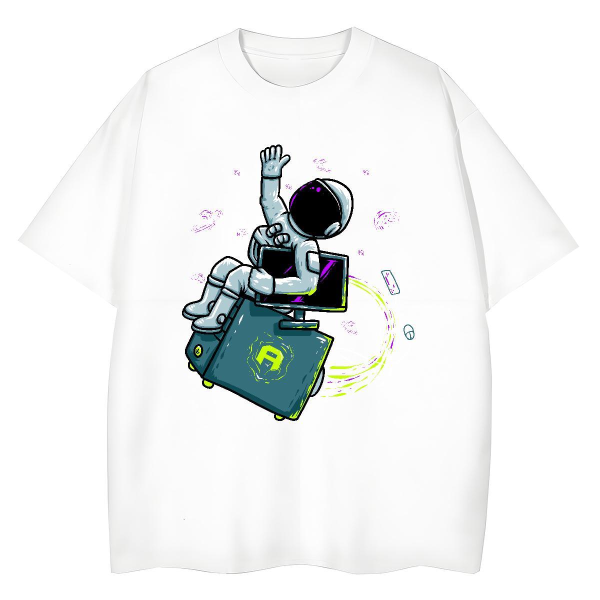 Soft Lady T shirt 230g Pure Cotton space Spring Summer T-Shirts for Women Comfortable Cartoon Printing L-4XL Top Tees