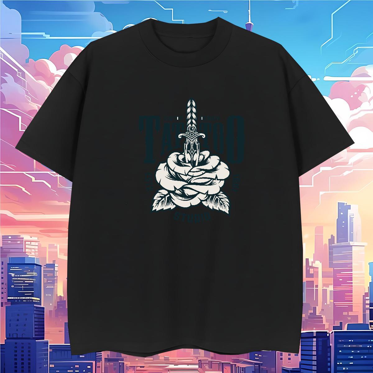 Wholesale T-Shirts for Men 100% Cotton 230g tool Anime Printing Street DIY Anime Pure Cotton Couples T Shirts Fashion Design Wear