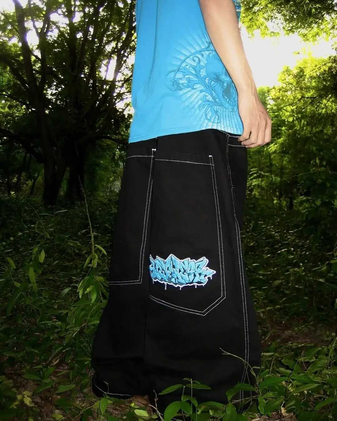 Hip Hop Y2k New Color Wexwear Embroidered Baggy Jeans Streetwear Jeans Men Women High Waist Wide Trouser Harajuku Black Pants X250220