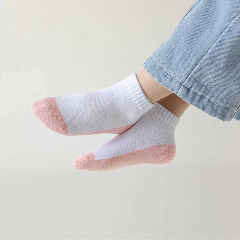 5 Pairs/Lot 2023 New Summer Children Socks Cotton Kids Teen Fashion Black White Gray For 1-12 Years Student Baby Girl Boy Socks CL240824