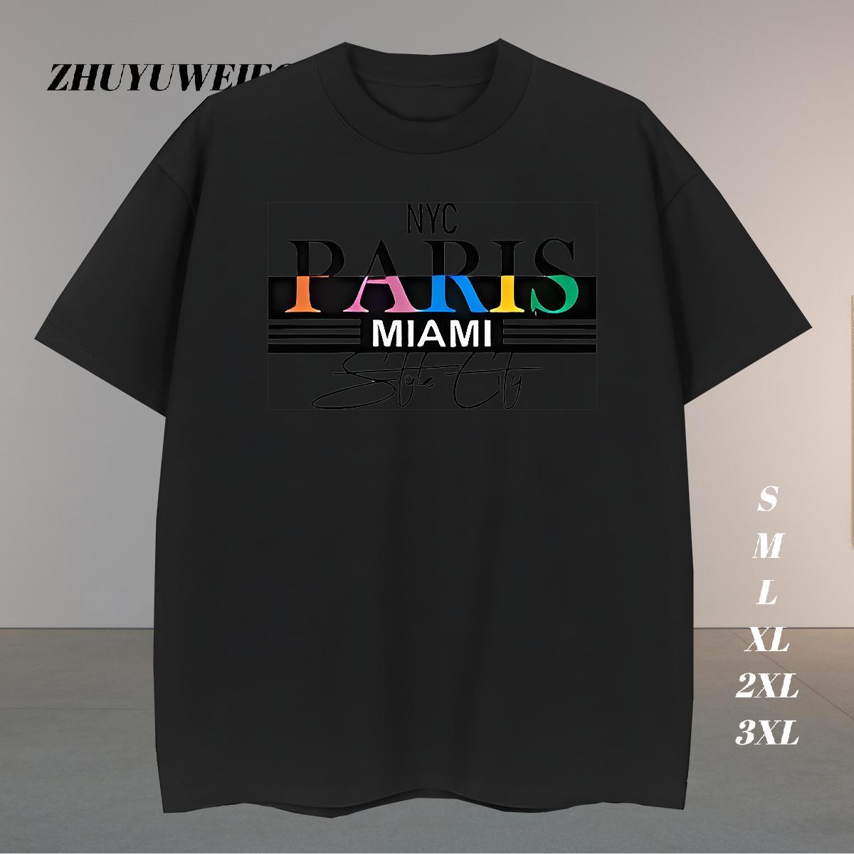 Comfortable T Shirts Men 230g Cotton letter Hip Hop Black Oversized Breathable Short Sleeve Tshirt for Man Woman 2024 New Tee Shirt