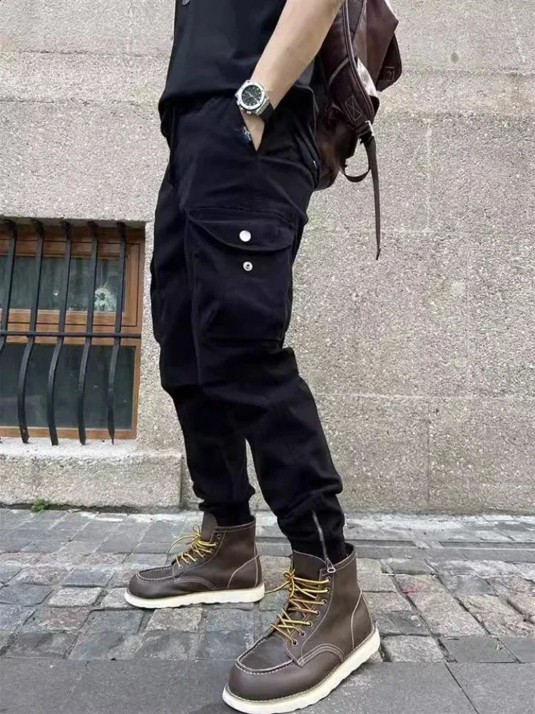 Mens Trouser Elastic Bicycle Autumn Outdoor Cargo Pants Hiking Motorcycle Long Horn Plus Fashion est Retro Harajuku 240823