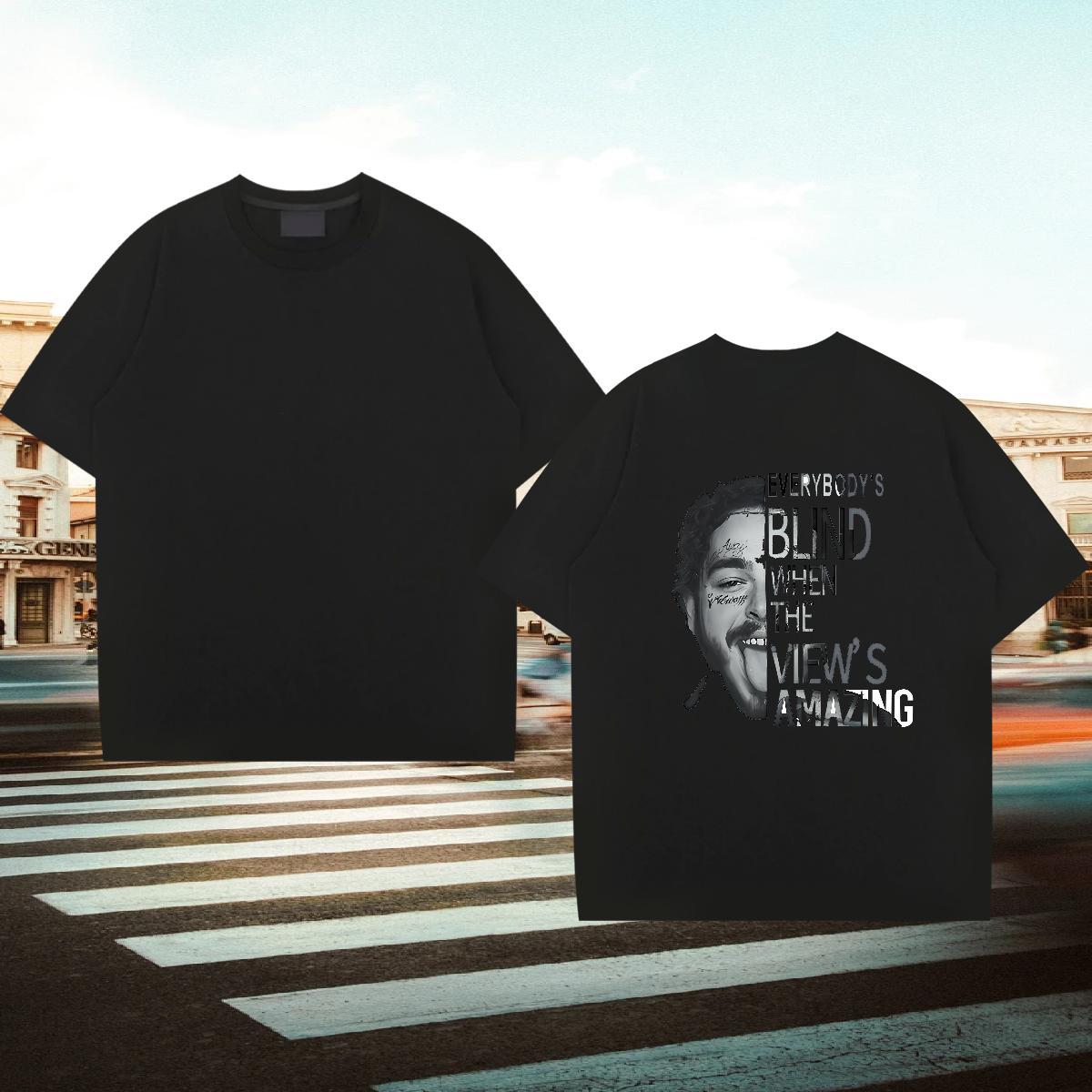 Free Shipping Mens T Shirts 230g 100% Cotton portrait Anime Printing Street Black White Breathable Short Sleeve Tshirts Fashion Design Clothes