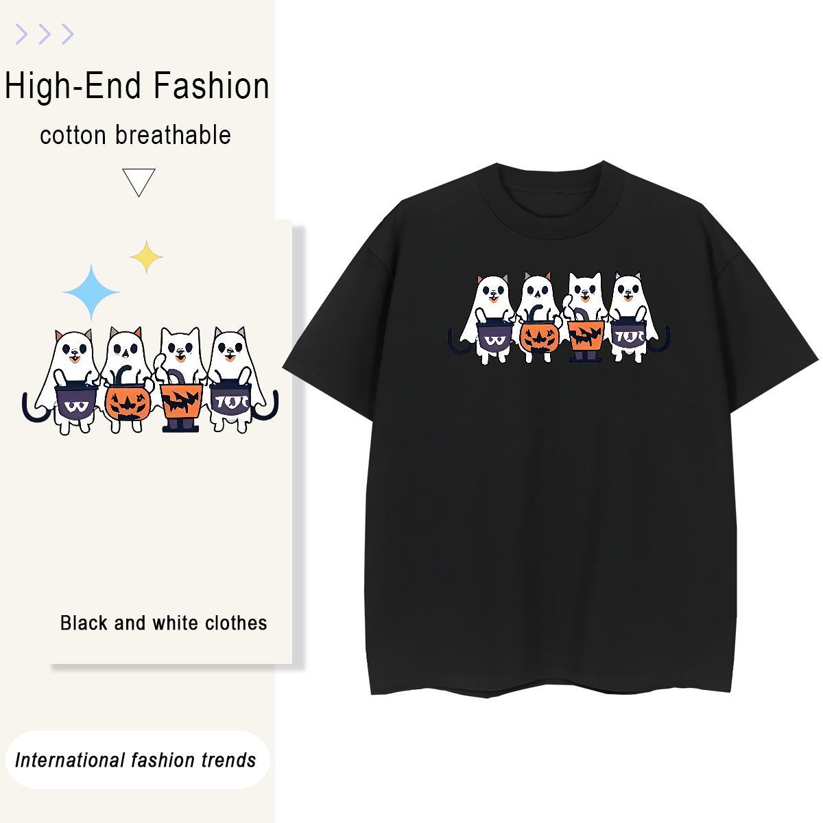 Casual New Men Tshirts halloween Beach 230g 100% Cotton Top Tees Pure Cotton Comfortable Men T Shirts Plus Size Custom