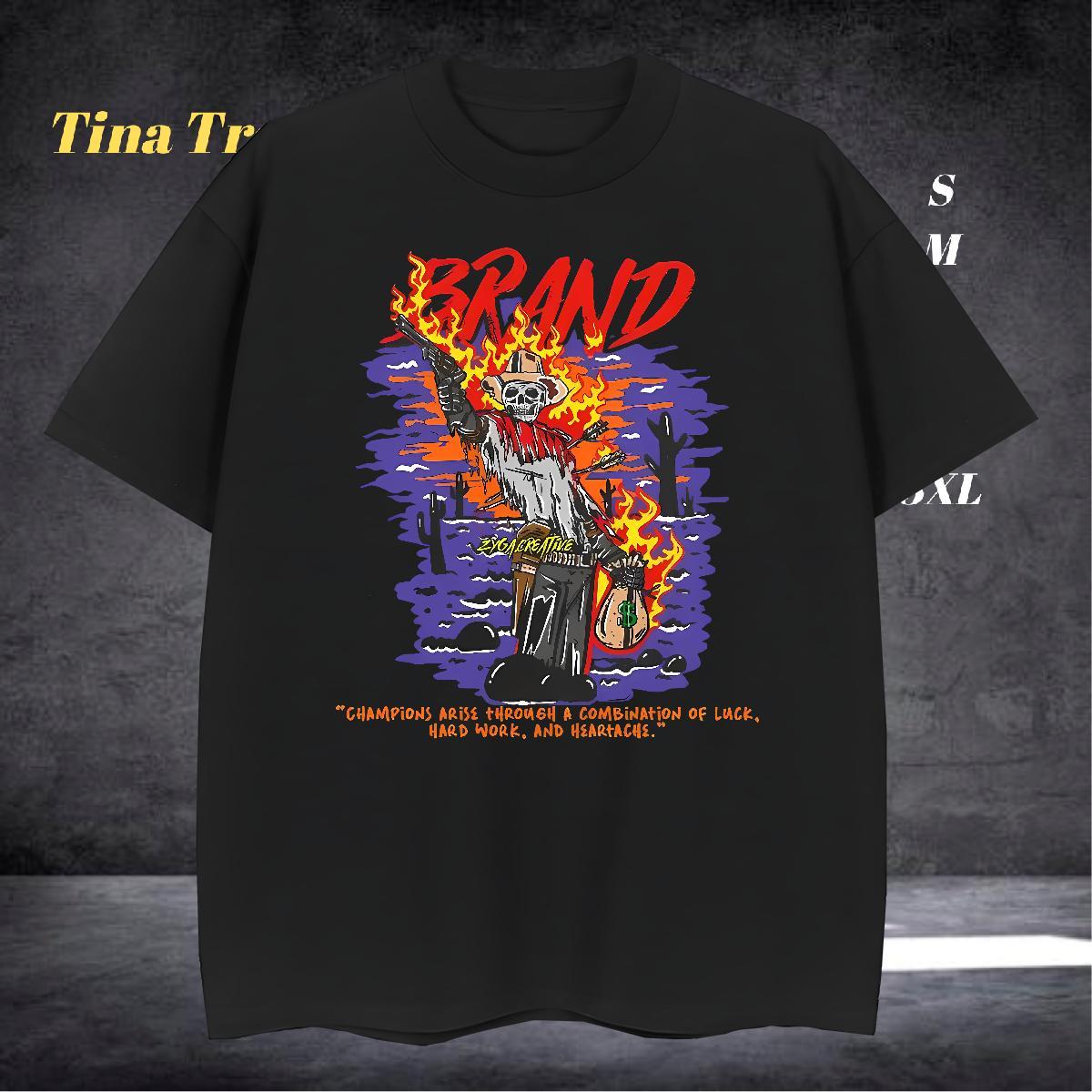 Free Shipping Mens T Shirts 100% Cotton 230g skull Street Casual Plus Size Cartoon Crew Neck Men Tees Brand Tee Shirt