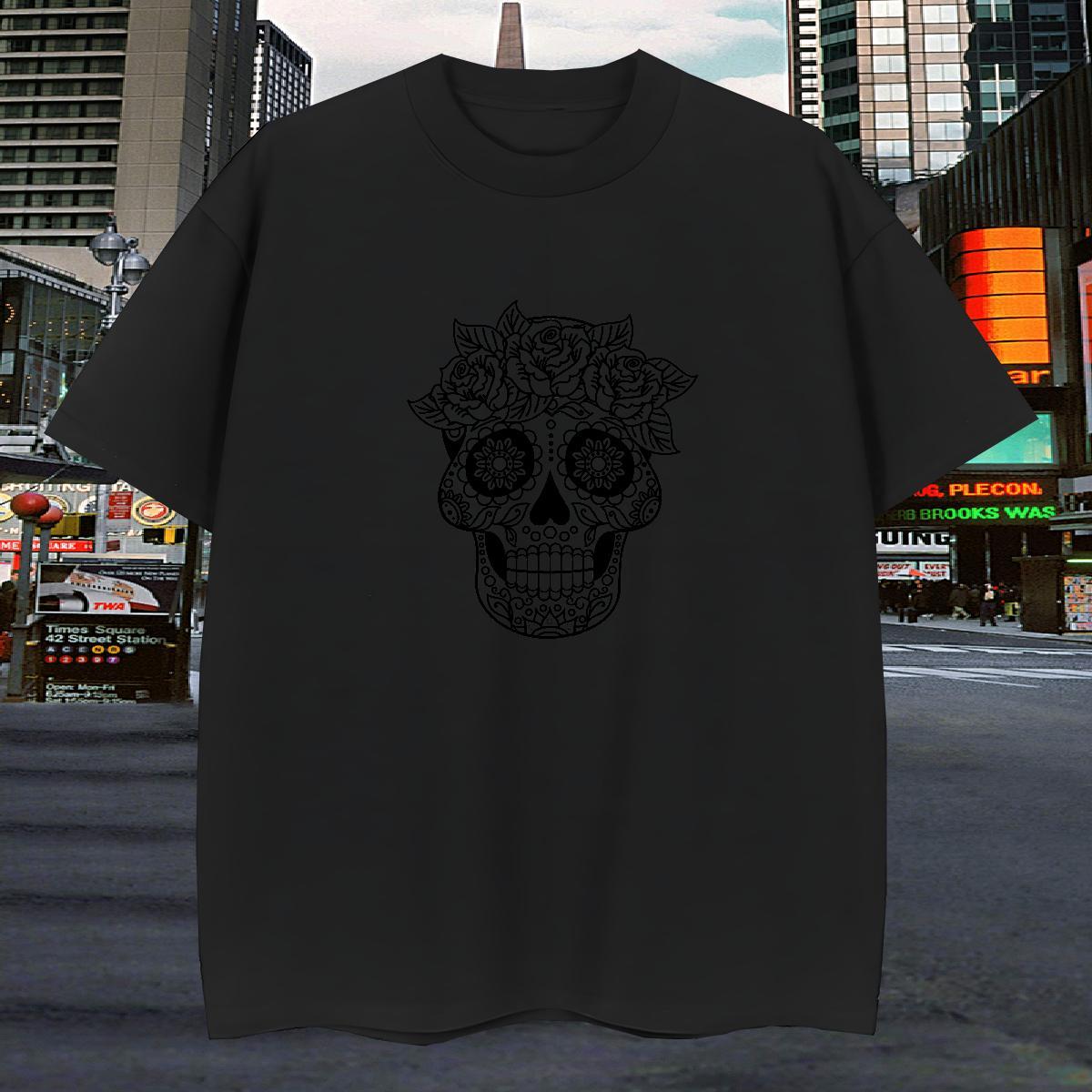 TOP Quality T shirt 100% Cotton 230g skull Anime Printing Street DIY Anime Breathable Short Sleeve Couples T Shirts Classic Casual Tops Tees