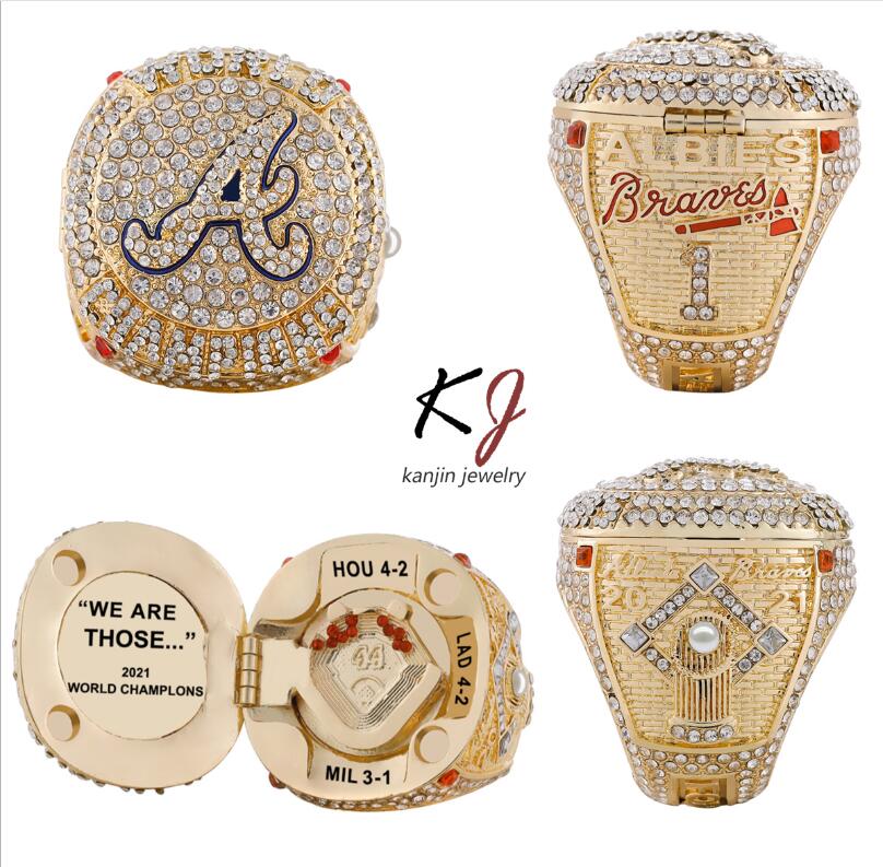 Band Rings Player Name Soler Man Albies World Series Baseball Braves Team Championship Ring With Wooden Display R250425