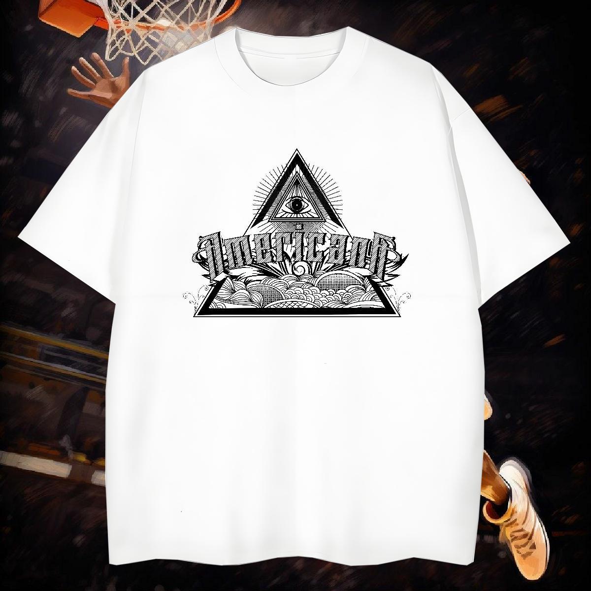 Classic T Shirt For Man 230g 100% Cotton eye of the devil Casual Oversized 4XL Crew Neck Men Tees 2024 DIY Tops Tees
