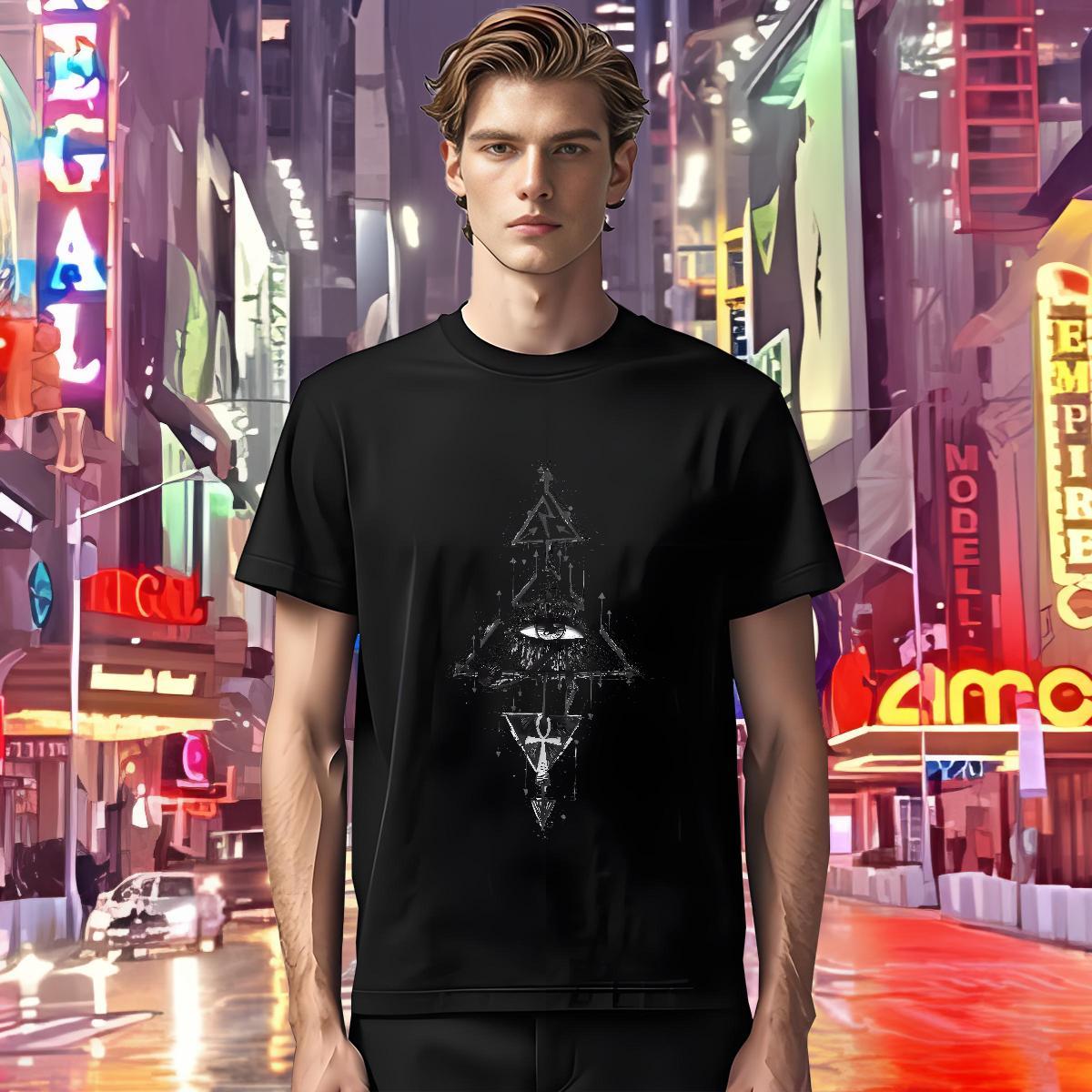 Cool Design T Shirt For Man 230g Pure Cotton eye of the devil Casual Daily Wear White Plus Size Breathable Crew Neck Mens Tshirts Factory Direct Top T